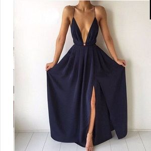 Plunge neck maxi dress